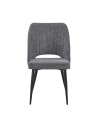 Set 4 Sedia Naila grigio con Schienale Trapuntato a Righe Verticali e Gambe in Metallo Nero