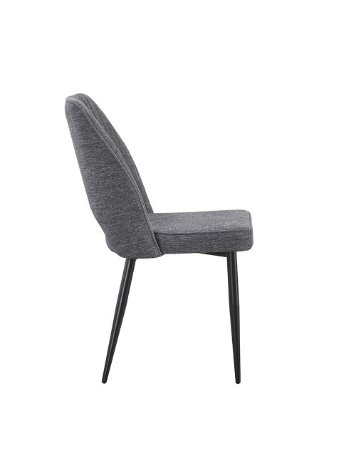 Set 4 Sedia Naila grigio con Schienale Trapuntato a Righe Verticali e Gambe in Metallo Nero
