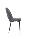 Set 4 Sedia Naila grigio con Schienale Trapuntato a Righe Verticali e Gambe in Metallo Nero
