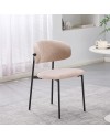 Set 4 Sedia Judit in Tessuto Effetto Teddy beige con Gambe in Metallo Nero
