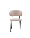 Set 4 Sedia Judit in Tessuto Effetto Teddy beige con Gambe in Metallo Nero