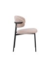 Set 4 Sedia Judit in Tessuto Effetto Teddy beige con Gambe in Metallo Nero