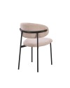 Set 4 Sedia Judit in Tessuto Effetto Teddy beige con Gambe in Metallo Nero