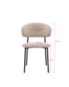 Set 4 Sedia Judit in Tessuto Effetto Teddy beige con Gambe in Metallo Nero