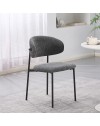 Set 4 Sedia Judit in Tessuto Effetto Teddy grigio con Gambe in Metallo Nero