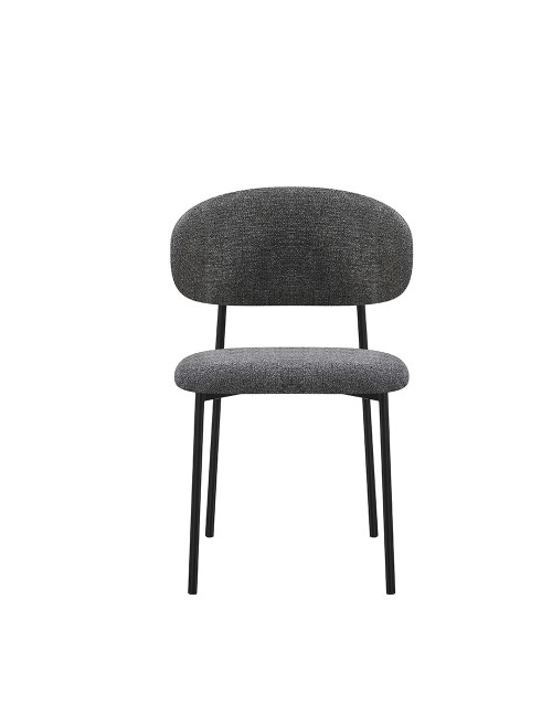 Set 4 Sedia Judit in Tessuto Effetto Teddy grigio con Gambe in Metallo Nero