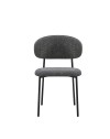 Set 4 Sedia Judit in Tessuto Effetto Teddy grigio con Gambe in Metallo Nero
