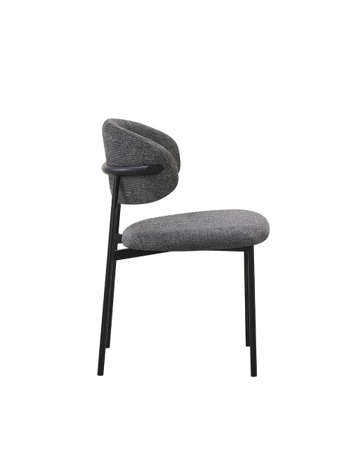 Set 4 Sedia Judit in Tessuto Effetto Teddy grigio con Gambe in Metallo Nero