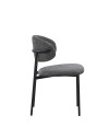 Set 4 Sedia Judit in Tessuto Effetto Teddy grigio con Gambe in Metallo Nero