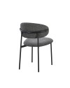 Set 4 Sedia Judit in Tessuto Effetto Teddy grigio con Gambe in Metallo Nero