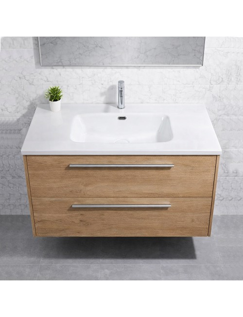 Lavabo Bulnes80 in Ceramica Bianco Lucido 81 cm – Eleganza Essenziale per il Bagno