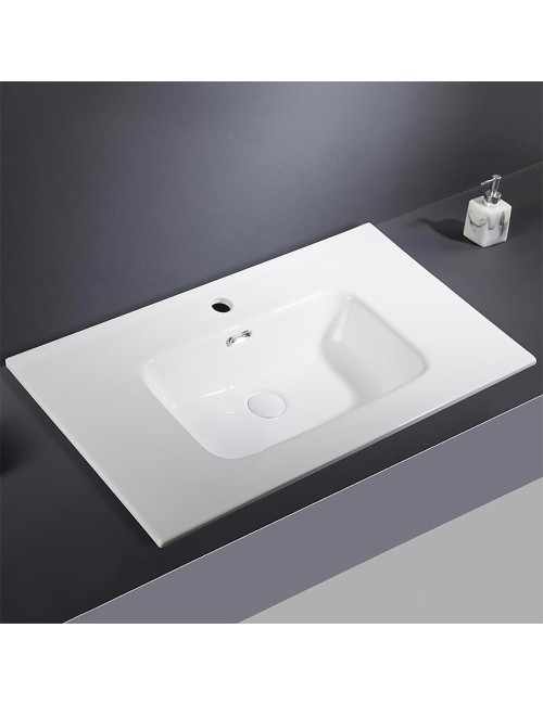 Lavabo Bulnes80 in Ceramica Bianco Lucido 81 cm – Eleganza Essenziale per il Bagno