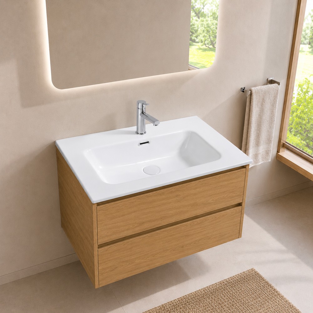 Lavabo Bulnes60 in Ceramica Bianco Lucido 61 cm – Eleganza Essenziale per il Bagno