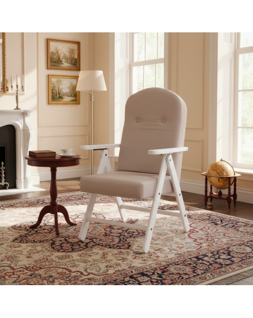 Poltrona Palmarola Regolabile 4 Posizioni in Tessuto Beige e Struttura Bianca – Comfort Classico e Relax Quotidiano