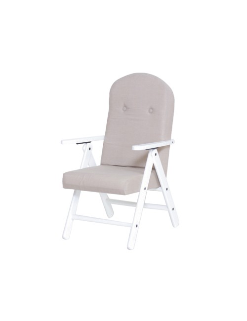 Poltrona Palmarola Regolabile 4 Posizioni in Tessuto Beige e Struttura Bianca – Comfort Classico e Relax Quotidiano