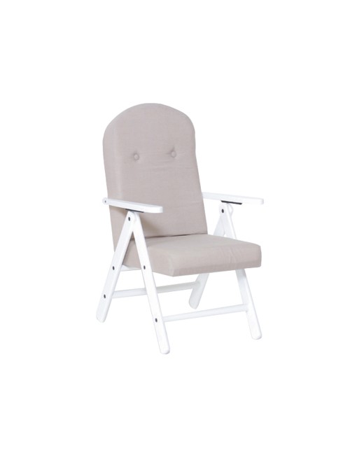 Poltrona Palmarola Regolabile 4 Posizioni in Tessuto Beige e Struttura Bianca – Comfort Classico e Relax Quotidiano