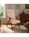 Poltrona Linosa Regolabile 4 Posizioni in Legno di Faggio Noce e tessuto fantasia beige – Design e Relax Quotidiano