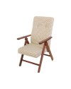 Poltrona Linosa Regolabile 4 Posizioni in Legno di Faggio Noce e tessuto fantasia beige – Design e Relax Quotidiano