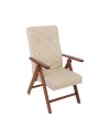 Poltrona Linosa Regolabile 4 Posizioni in Legno di Faggio Noce e tessuto fantasia beige – Design e Relax Quotidiano