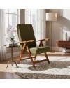 Poltrona Caprera Regolabile 4 Posizioni in Legno di Faggio rovere e tessuto verde – Comfort e Versatilità