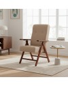 Poltrona Pianosa Regolabile 4 Posizioni in Legno di Faggio Noce e tessuto Beige – Comfort e Relax Quotidiano