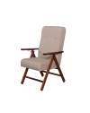 Poltrona Pianosa Regolabile 4 Posizioni in Legno di Faggio Noce e tessuto Beige – Comfort e Relax Quotidiano
