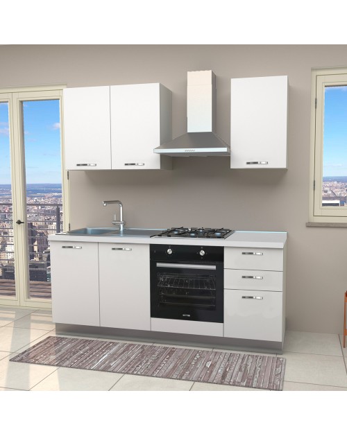 Cucina Taurus 195 cm Sinistra con Elettrodomestici Inclusi – Colore bianco