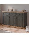 Madia Essenza 3 Ante e 3 Cassetti Grigio Scuro e Rovere 169 cm – Stile Classico Moderno