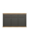 Madia Essenza 3 Ante e 3 Cassetti Grigio Scuro e Rovere 169 cm – Stile Classico Moderno