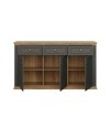 Madia Essenza 3 Ante e 3 Cassetti Grigio Scuro e Rovere 169 cm – Stile Classico Moderno