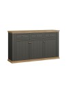 Madia Essenza 3 Ante e 3 Cassetti Grigio Scuro e Rovere 169 cm – Stile Classico Moderno