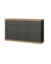 Madia Essenza 3 Ante e 3 Cassetti Grigio Scuro e Rovere 169 cm – Stile Classico Moderno