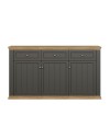 Madia Essenza 3 Ante e 3 Cassetti Grigio Scuro e Rovere 169 cm – Stile Classico Moderno