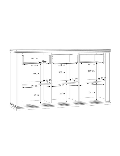 Madia Essenza 3 Ante e 3 Cassetti Grigio Scuro e Rovere 169 cm – Stile Classico Moderno