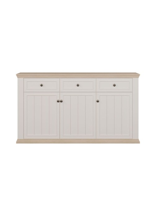 Madia Essenza 3 Ante e 3 Cassetti bianco e Rovere 169 cm – Stile Classico Moderno