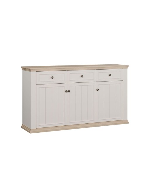 Madia Essenza 3 Ante e 3 Cassetti bianco e Rovere 169 cm – Stile Classico Moderno