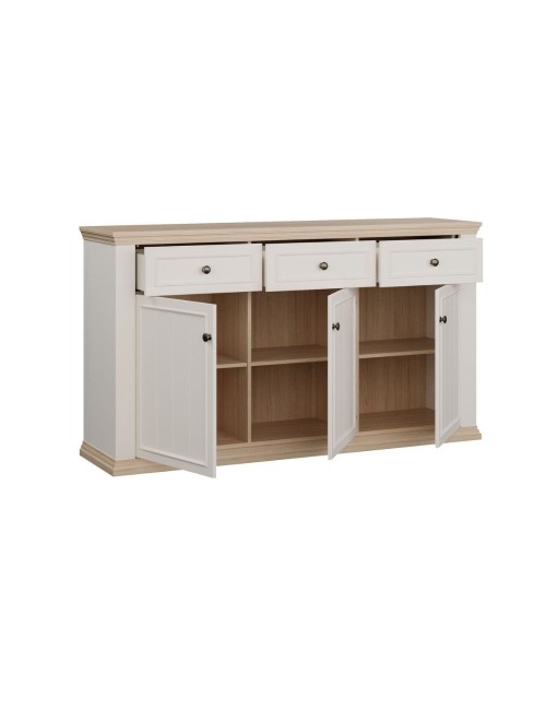 Madia Essenza 3 Ante e 3 Cassetti bianco e Rovere 169 cm – Stile Classico Moderno