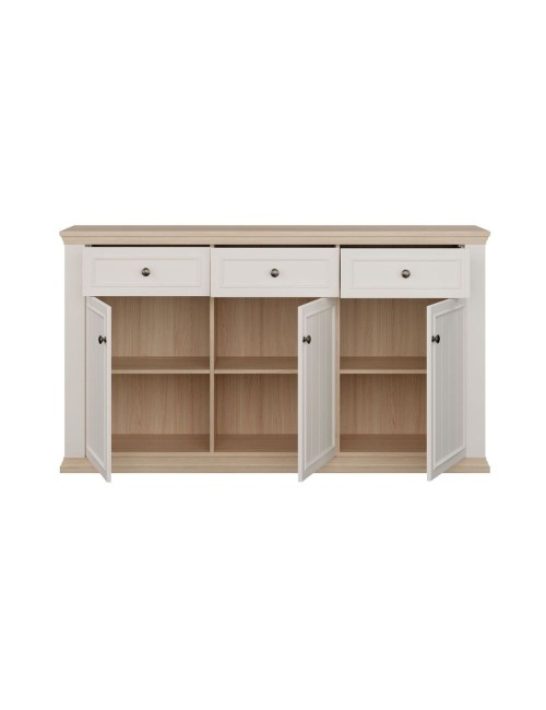Madia Essenza 3 Ante e 3 Cassetti bianco e Rovere 169 cm – Stile Classico Moderno