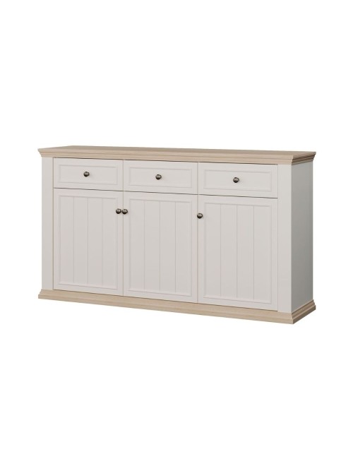 Madia Essenza 3 Ante e 3 Cassetti bianco e Rovere 169 cm – Stile Classico Moderno