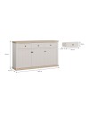 Madia Essenza 3 Ante e 3 Cassetti bianco e Rovere 169 cm – Stile Classico Moderno