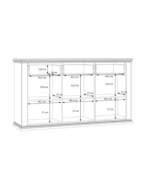 Madia Essenza 3 Ante e 3 Cassetti bianco e Rovere 169 cm – Stile Classico Moderno