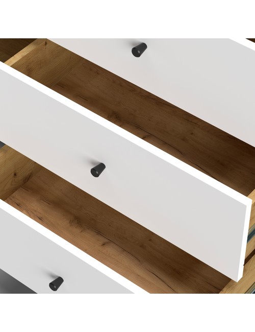 Madia 3 Cassetti e Anta Bollo5 123,4x40x75,2H Colore Rovere Bianco