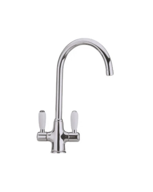Miscelatore da cucina satinato manopole ceramica bianca Paini 64CN544