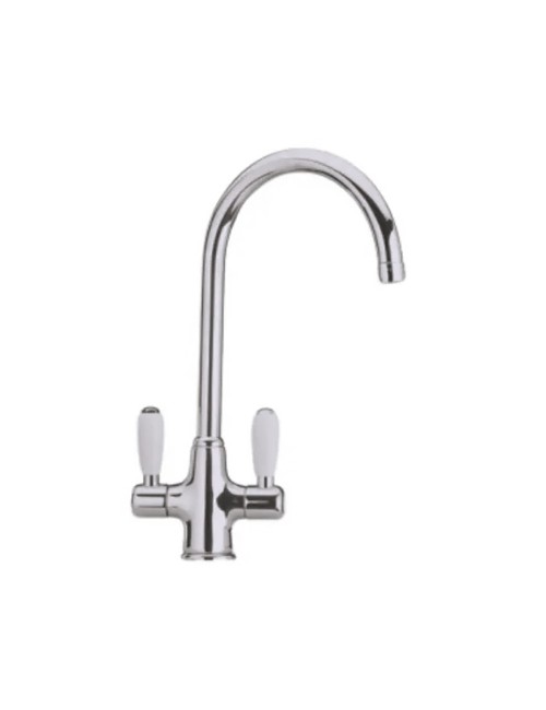 Miscelatore da Cucina Satinato Manopole Ceramica Bianca Paini 64CN544