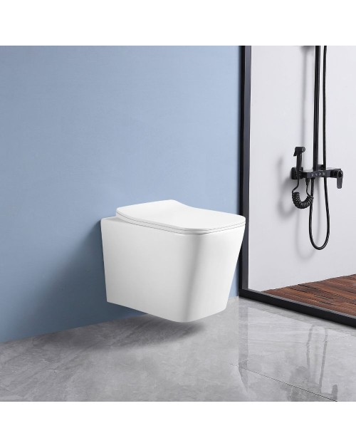 WC Sospeso YJ-2303 in Ceramica Bianco Lucido con Scarico a Parete – Design Moderno e Igiene Quotidiana