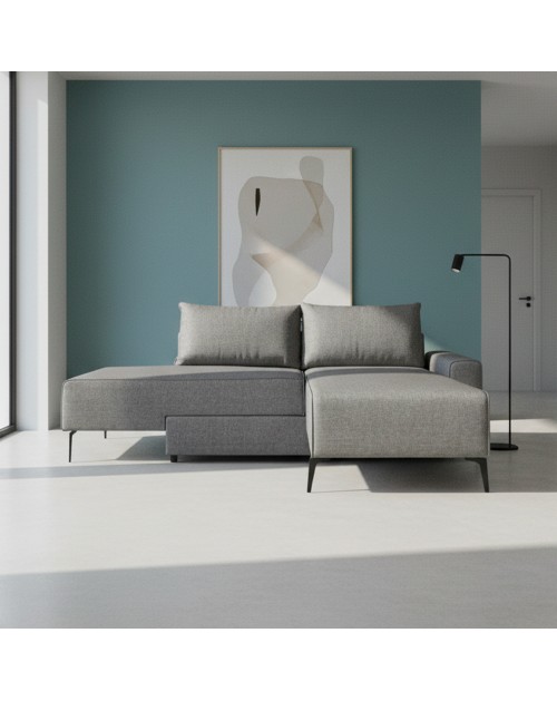 Divano 3 posti modulare con chaise longue trasformabile in letto Armada grigio 290x85x75H