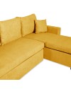 Divano con penisola reversibile funzione letto Golf tessuto senape 225x148x81H