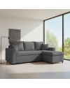 Divano con penisola reversibile funzione letto Golf tessuto grigio scuro 225x148x91H