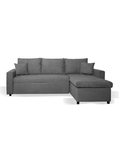 Divano con penisola reversibile funzione letto Golf tessuto grigio scuro 225x148x91H