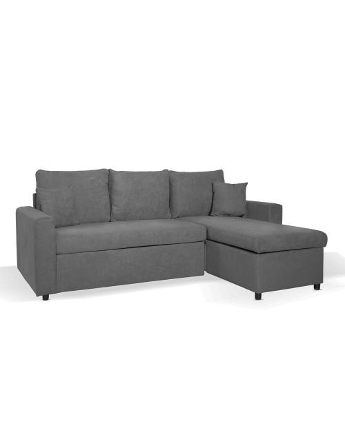 Divano con penisola reversibile funzione letto Golf tessuto grigio scuro 225x148x91H